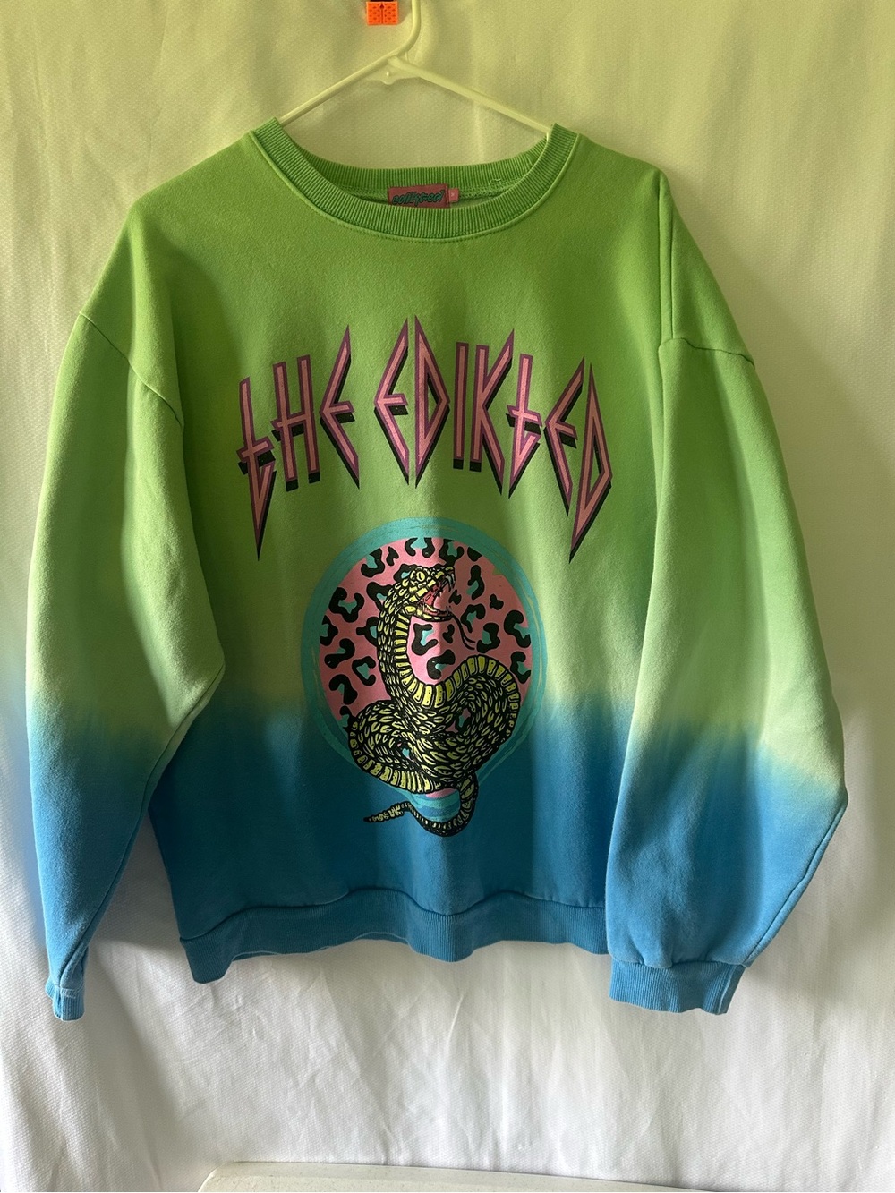 Edikted Snake Graphic Ombre Crewneck Sweatshirt Green Blue M